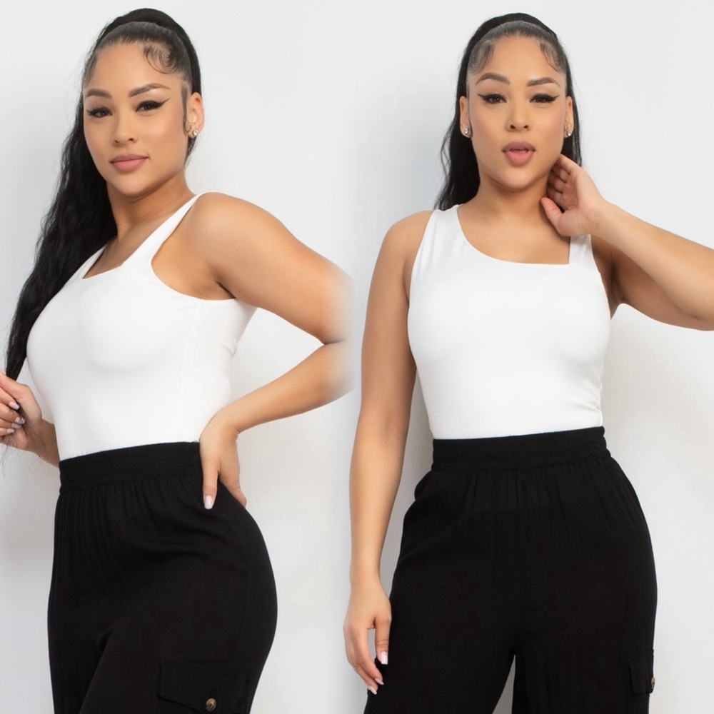 Thick strap double layered tank blouse high quality